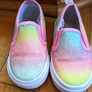 Glittery Rainbow slip on sneakers